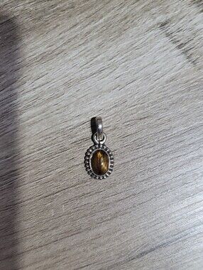 Sterling Silver Tiger's Eye Oval Pendant - Brown